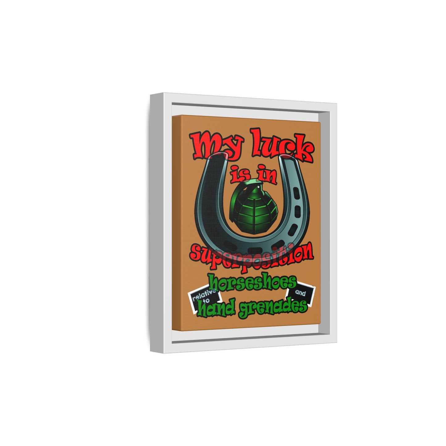 my luck - framed canvas art (light brown)