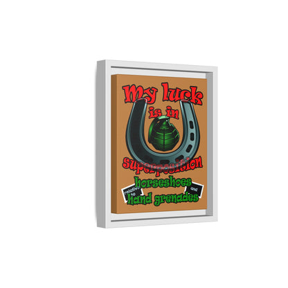 my luck - framed canvas art (light brown)