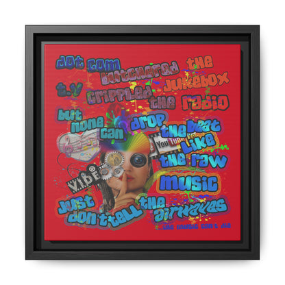 drop the beat - framed canvas art (dark red)