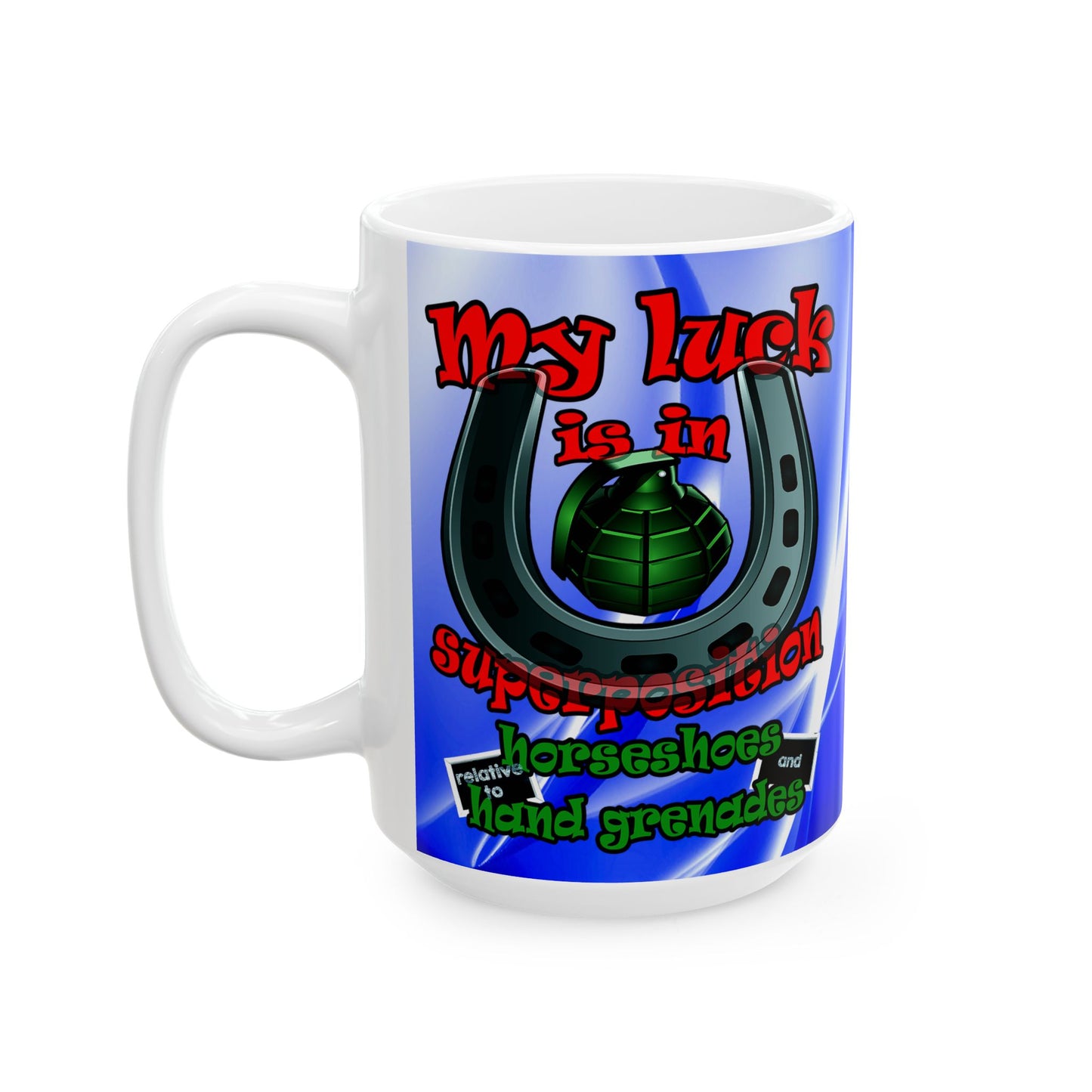 my luck - White Mug (blue-white wave)