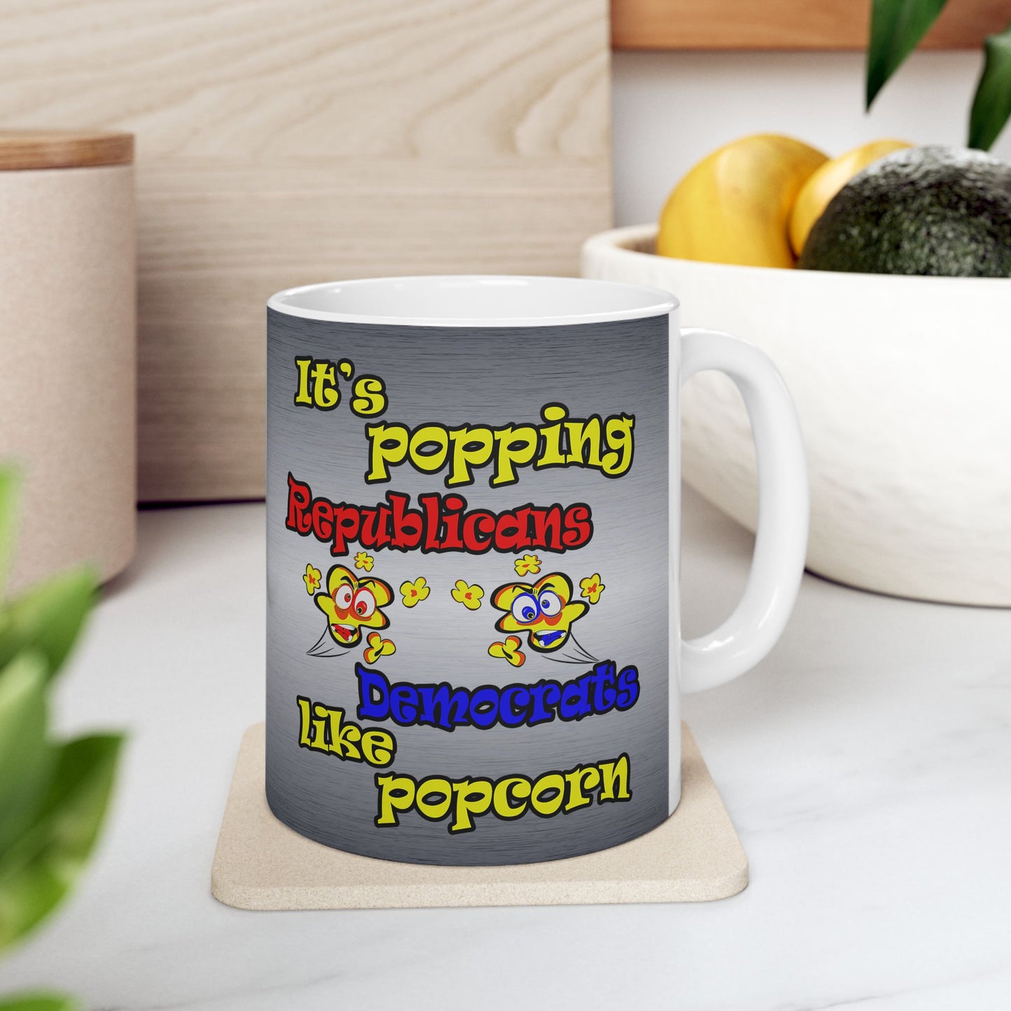 popping like popcorn - White Mug (brushed nickel)