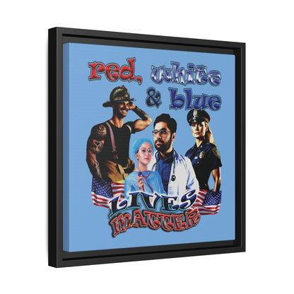 rw&b lives matter - framed canvas art (light blue)