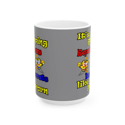 popping like popcorn - White Mug (grey)