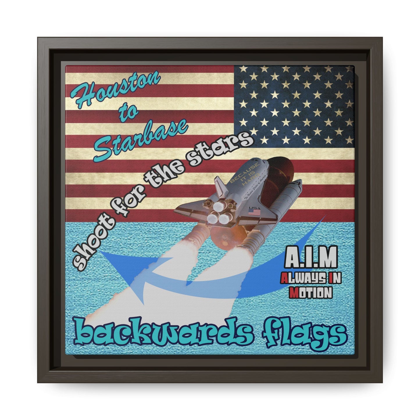 shoot for the stars - framed canvas art (faded blue)