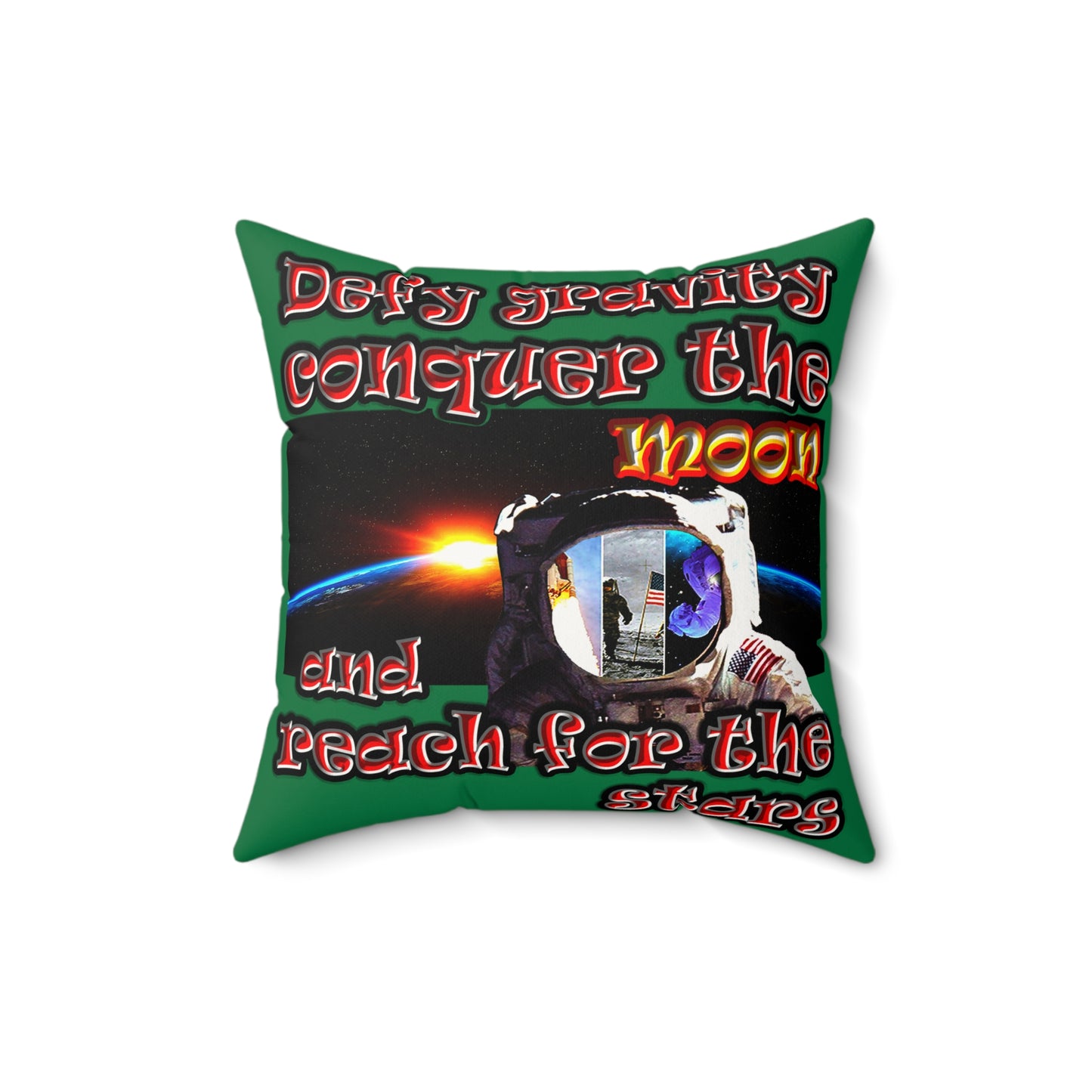 defy conquer reach - Faux Suede Square Pillow - (dark green)