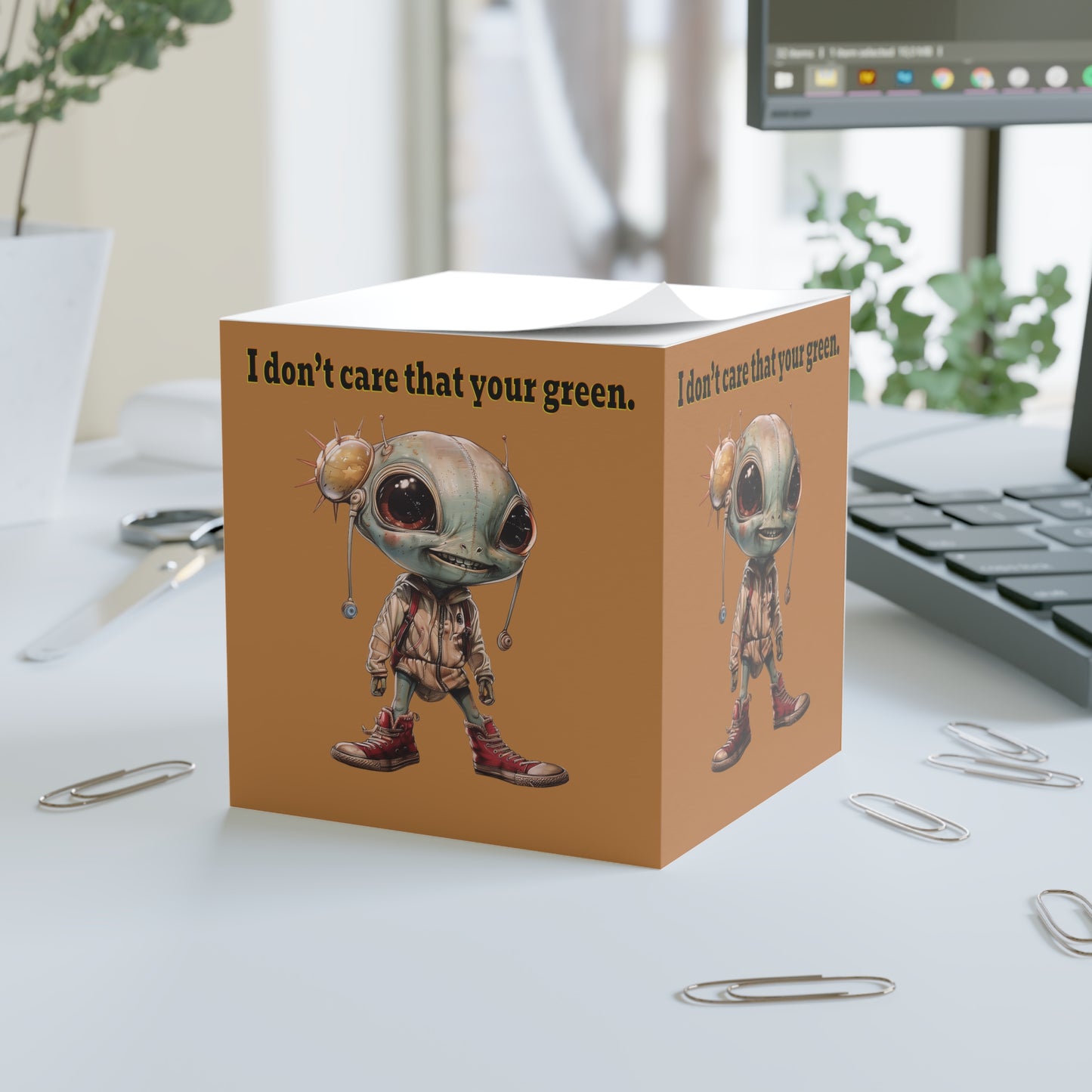 I don't care that your green - note cube (light brown)