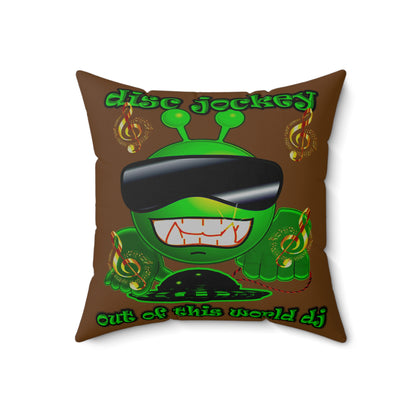 disc jockey - Spun Polyester Square Pillow - (brown)