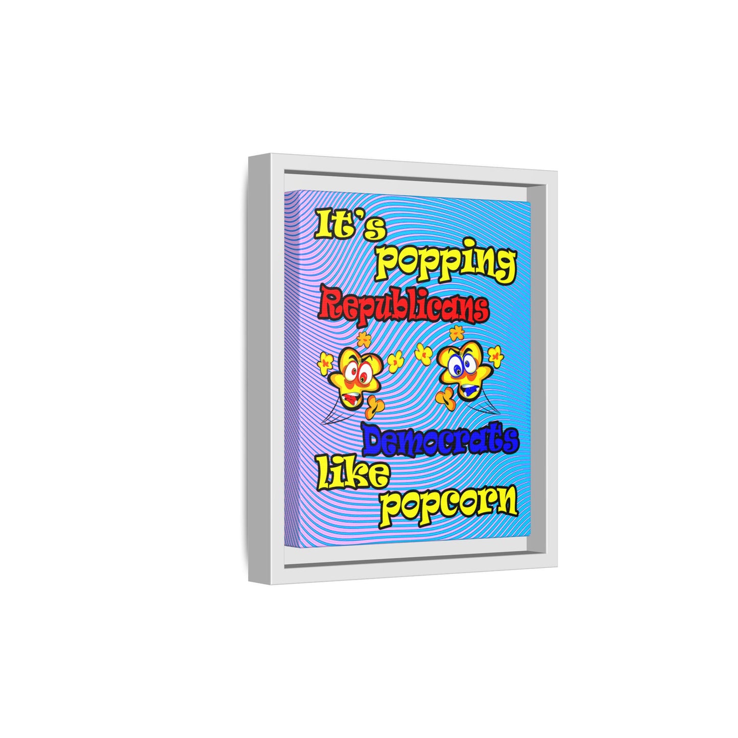 popping like popcorn - framed canvas art (light blue-purple wave)