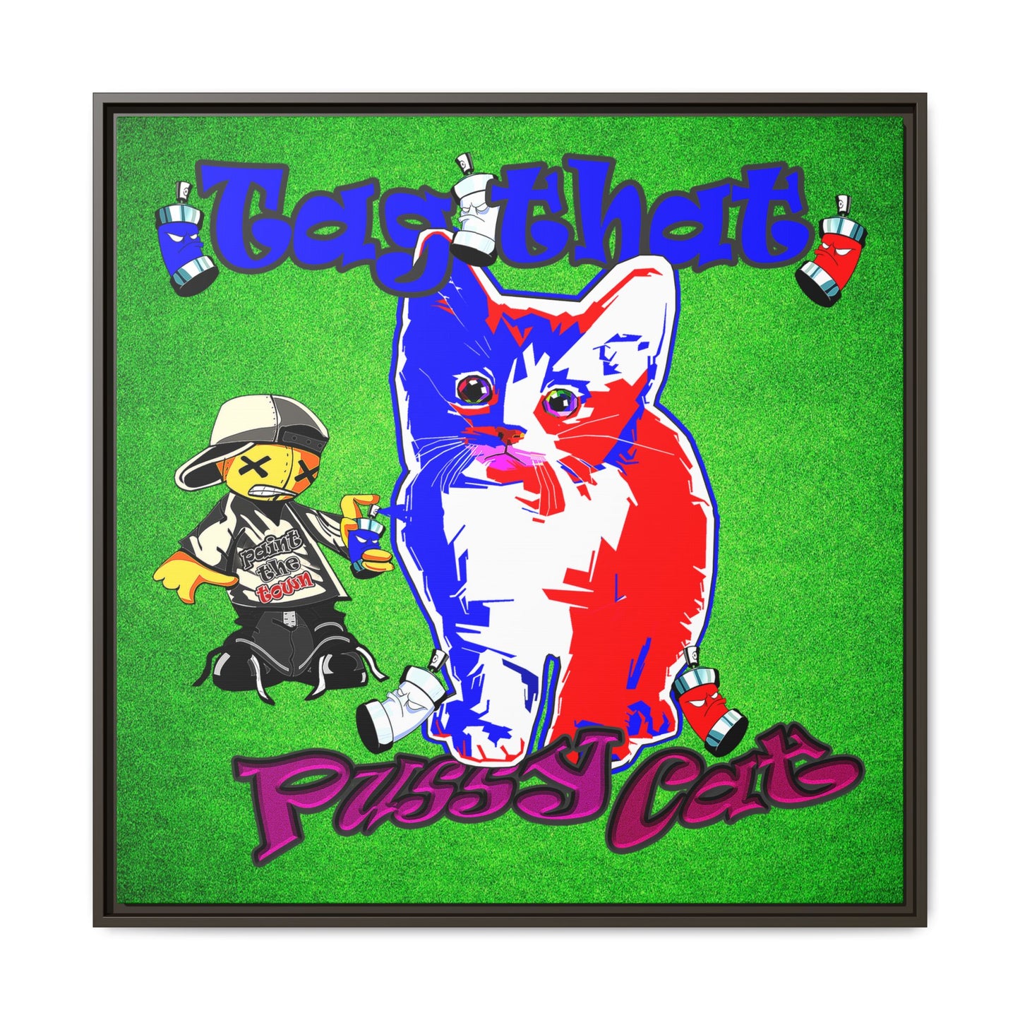 tag that - framed canvas art (green turf)