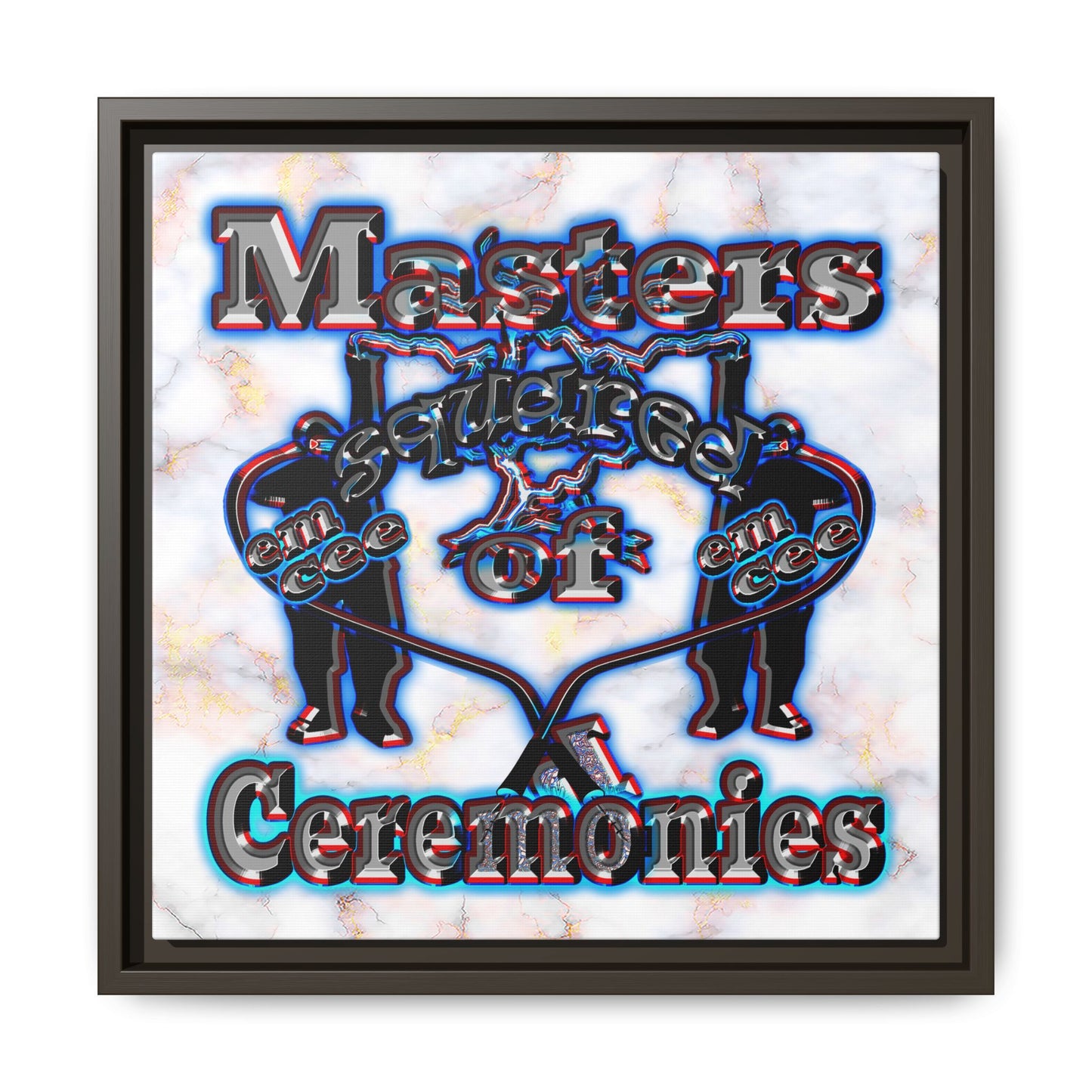 em cee squared - framed canvas art (white marble)