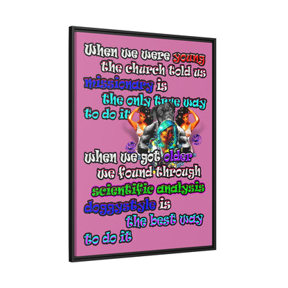 doggystyle - framed canvas art (light pink)
