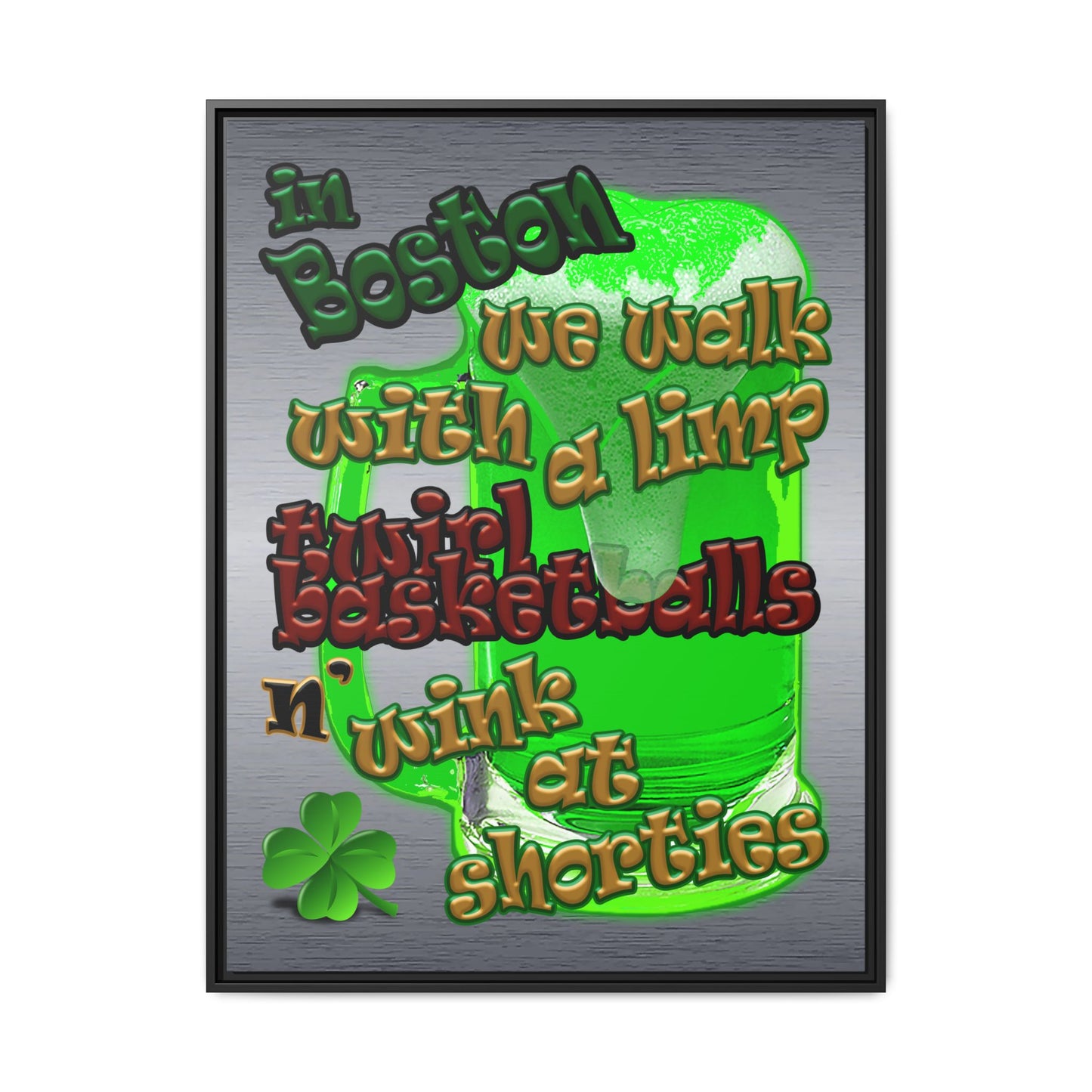 celtics logo - framed canvas art (brushed nickel)