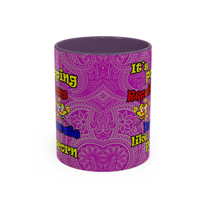 popping like popcorn - Accent Mug (pink swirl)