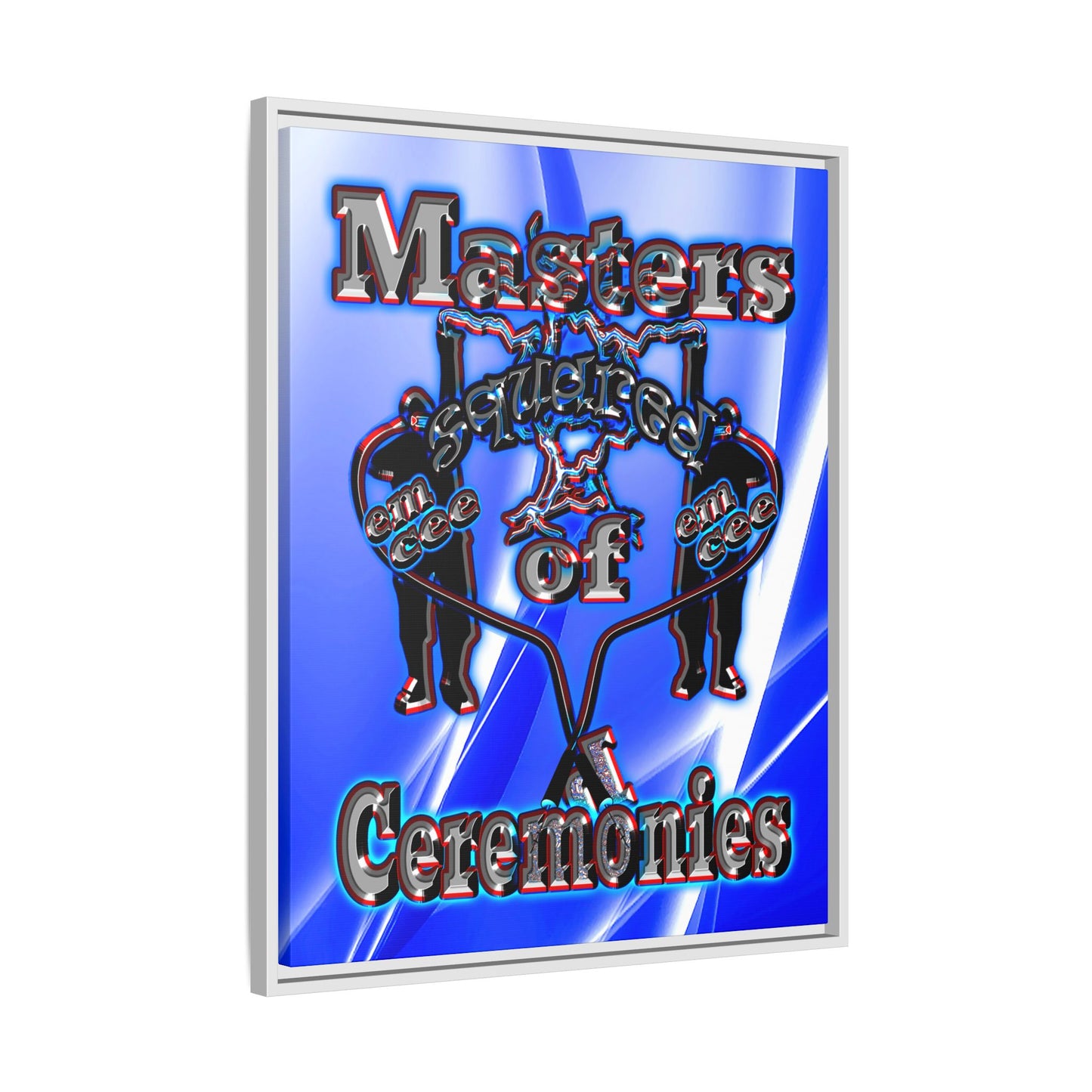 em cee squared - framed canvas art (blue-white wave)