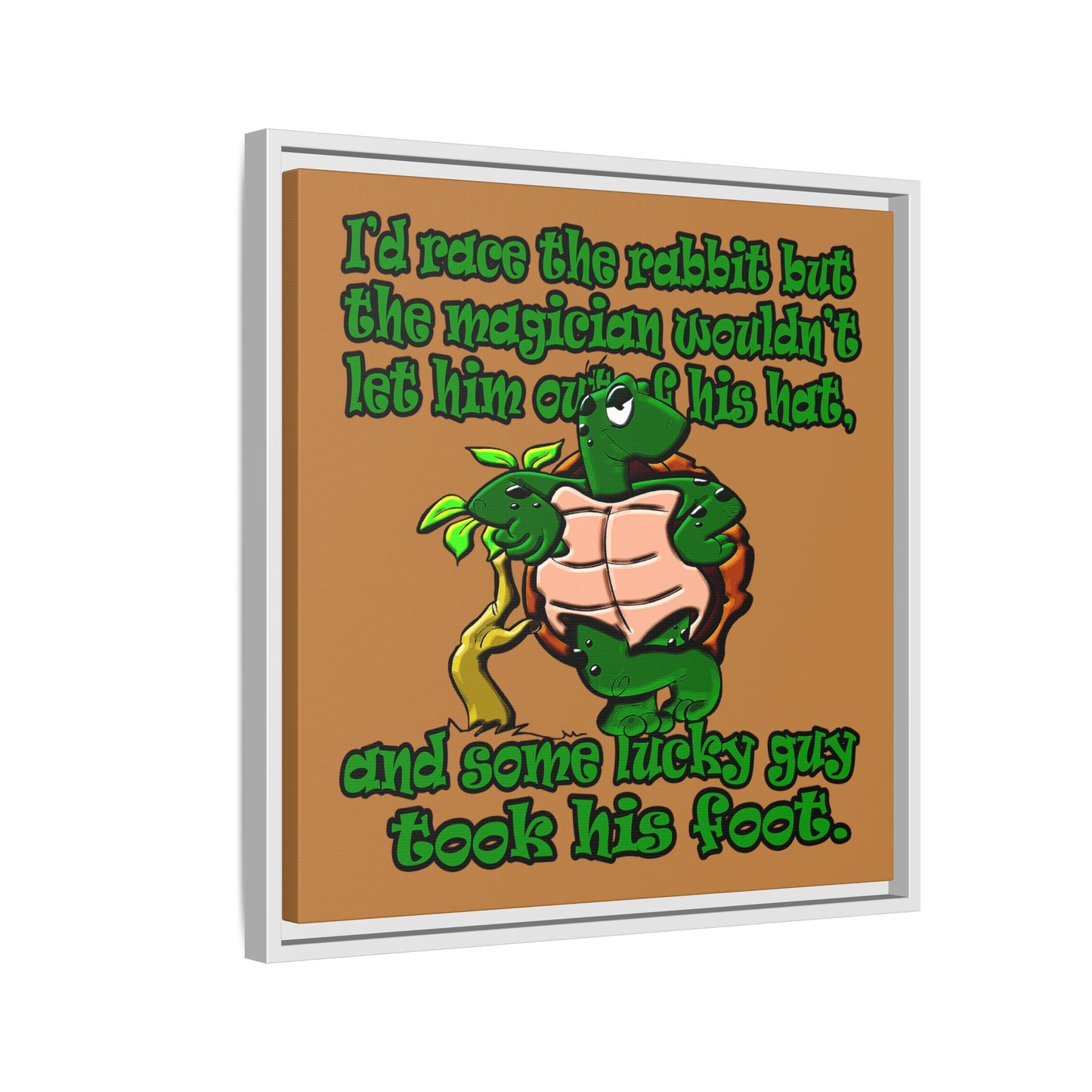 turtle race - framed canvas art (light brown)