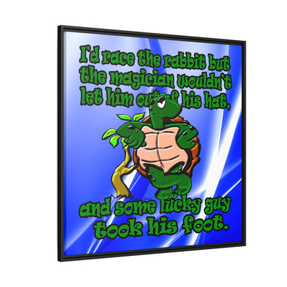 turtle race - framed canvas art (blue-white wave)