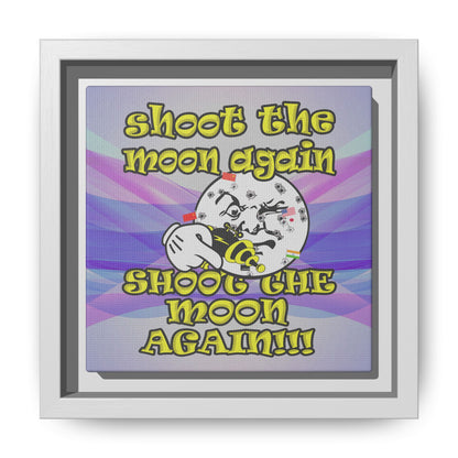 shoot the moon again - framed canvas art (light blue-pink wave)