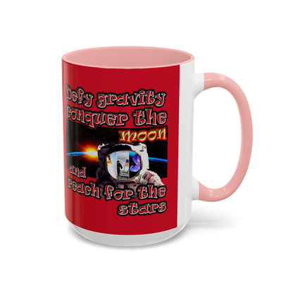 defy conquer reach - Accent Mug (dark red)