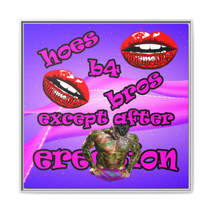 hoes b4 bros - framed canvas art (purple-pink wave)
