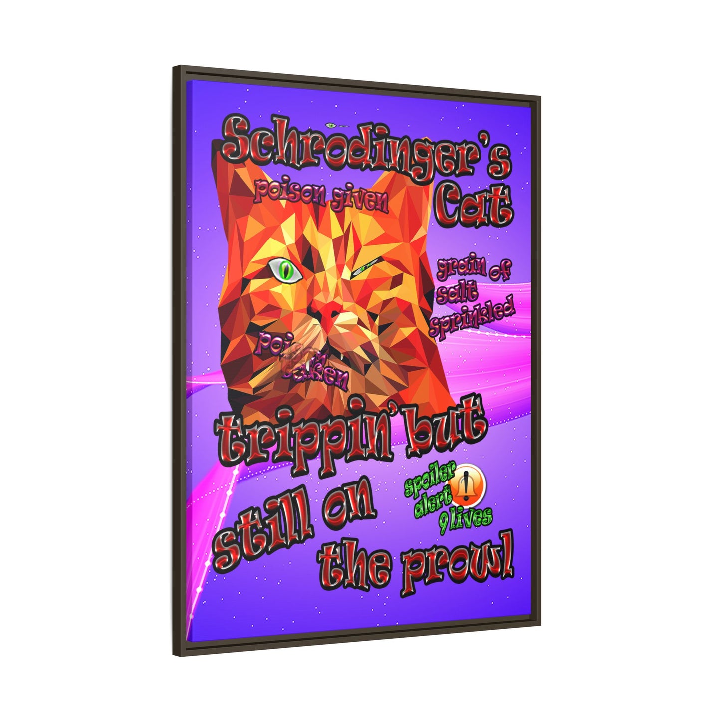 schrodinger's cat - framed canvas art (purple-pink wave)
