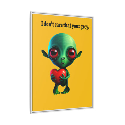 I don't care that your grey - framed canvas art (yellow)