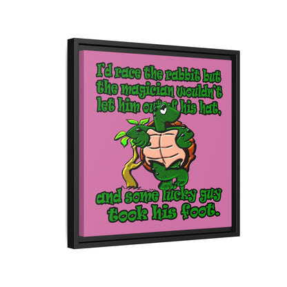 turtle race - framed canvas art (light pink)