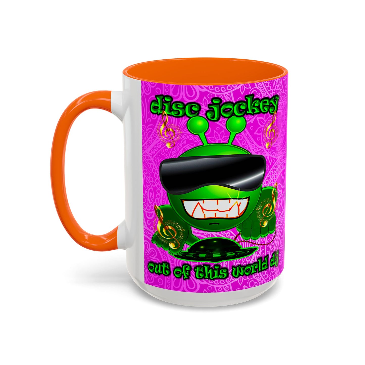 disc jockey - Accent Mug (pink swirl)