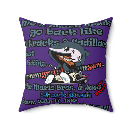shark week - Faux Suede Square Pillow - (purple)