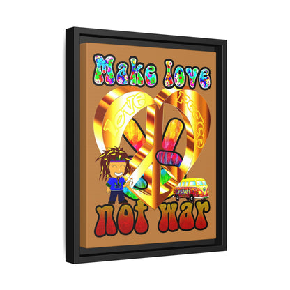 love peace - framed canvas art (light brown)