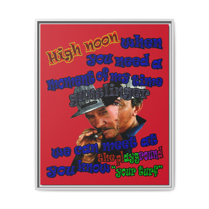 high noon - framed canvas art (dark red)