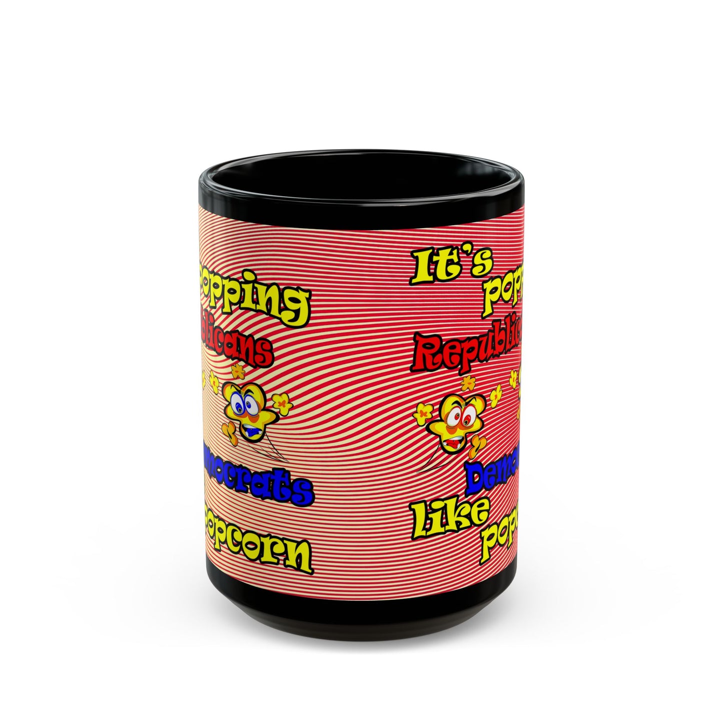 popping like popcorn - Black Mug (yellow-orange wave)