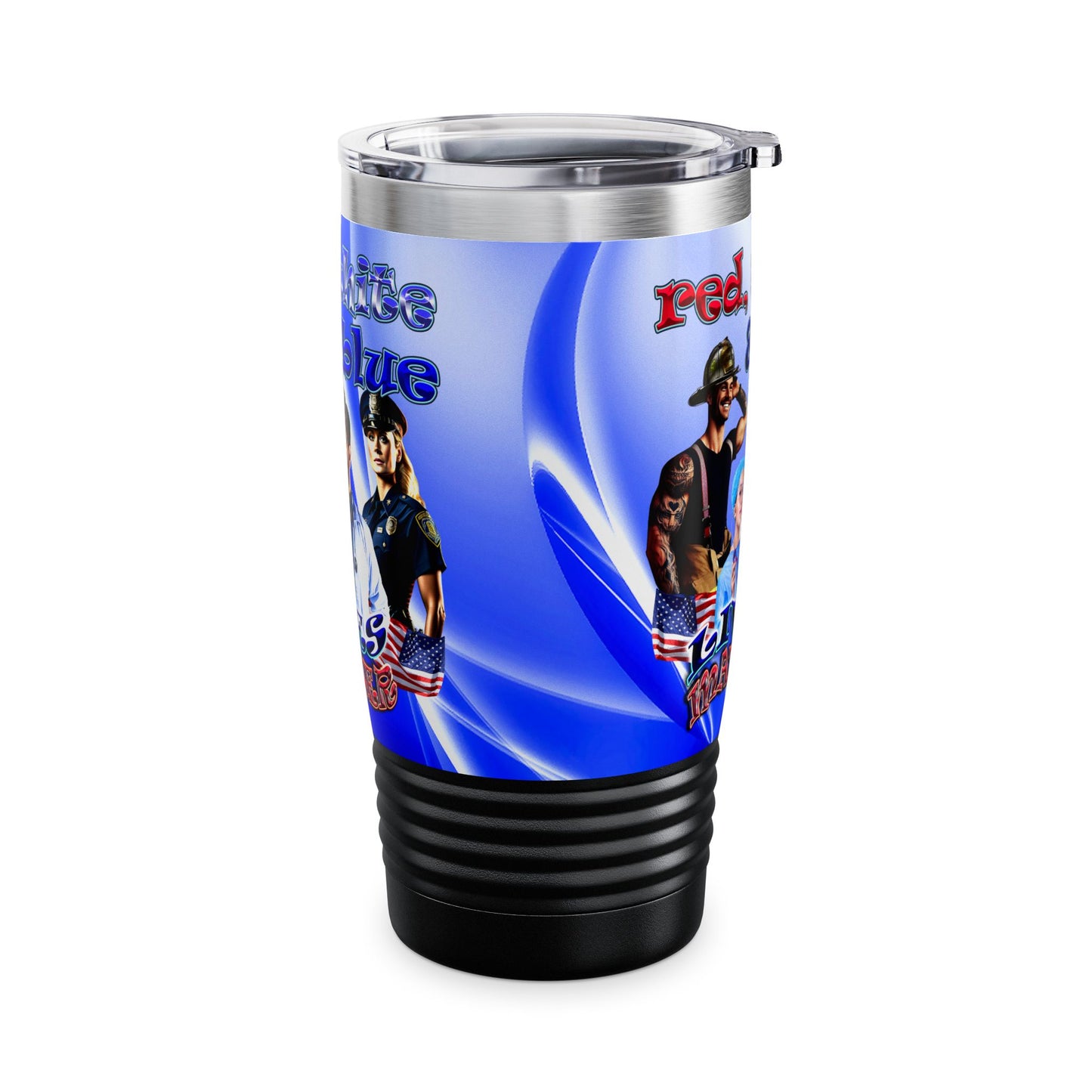 rw&b lives matter - Ringneck Tumbler, 20oz (blue-white wave)