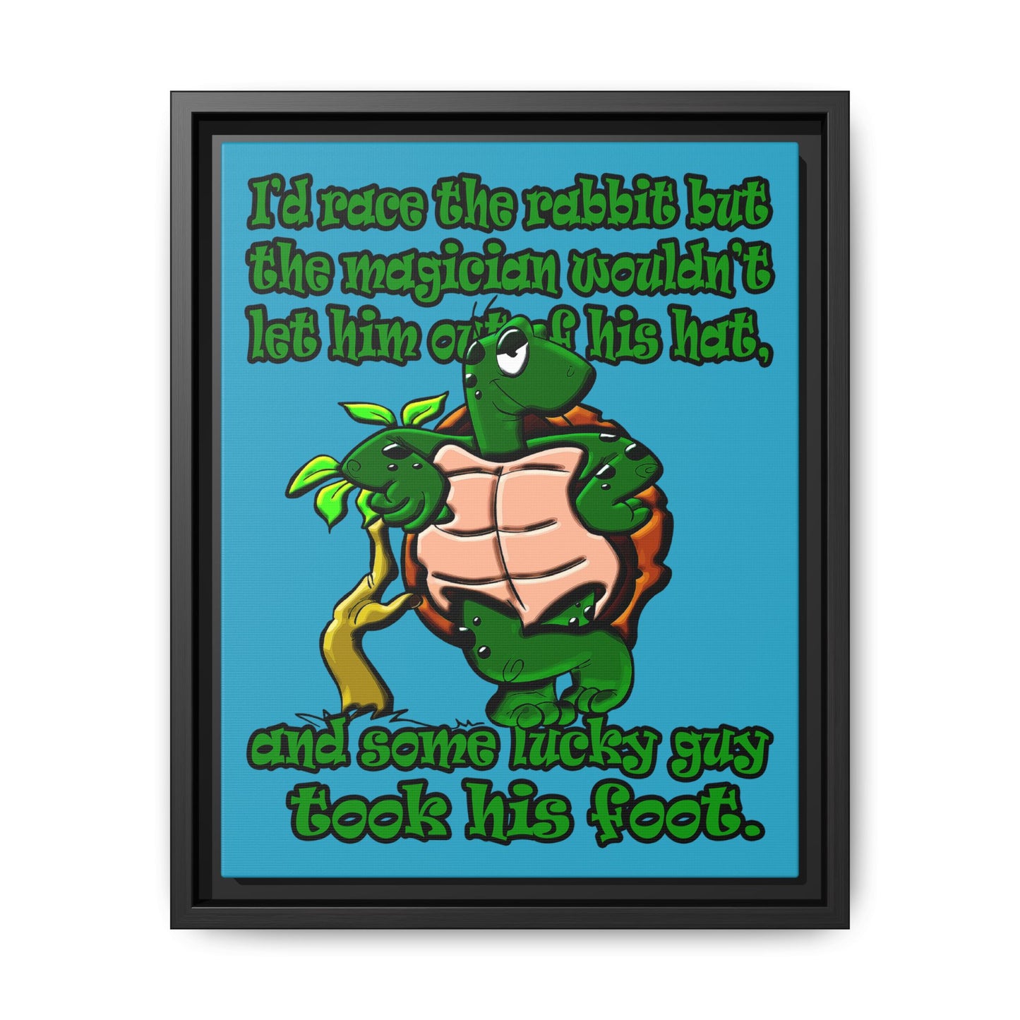 turtle race - framed canvas art (turquoise)