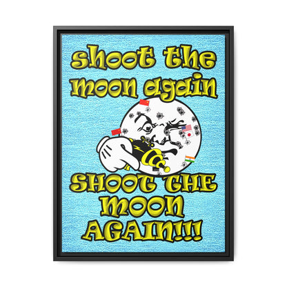 shoot the moon again - framed canvas art (faded blue)