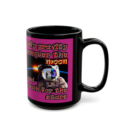 defy conquer reach - Black Mug (pink)