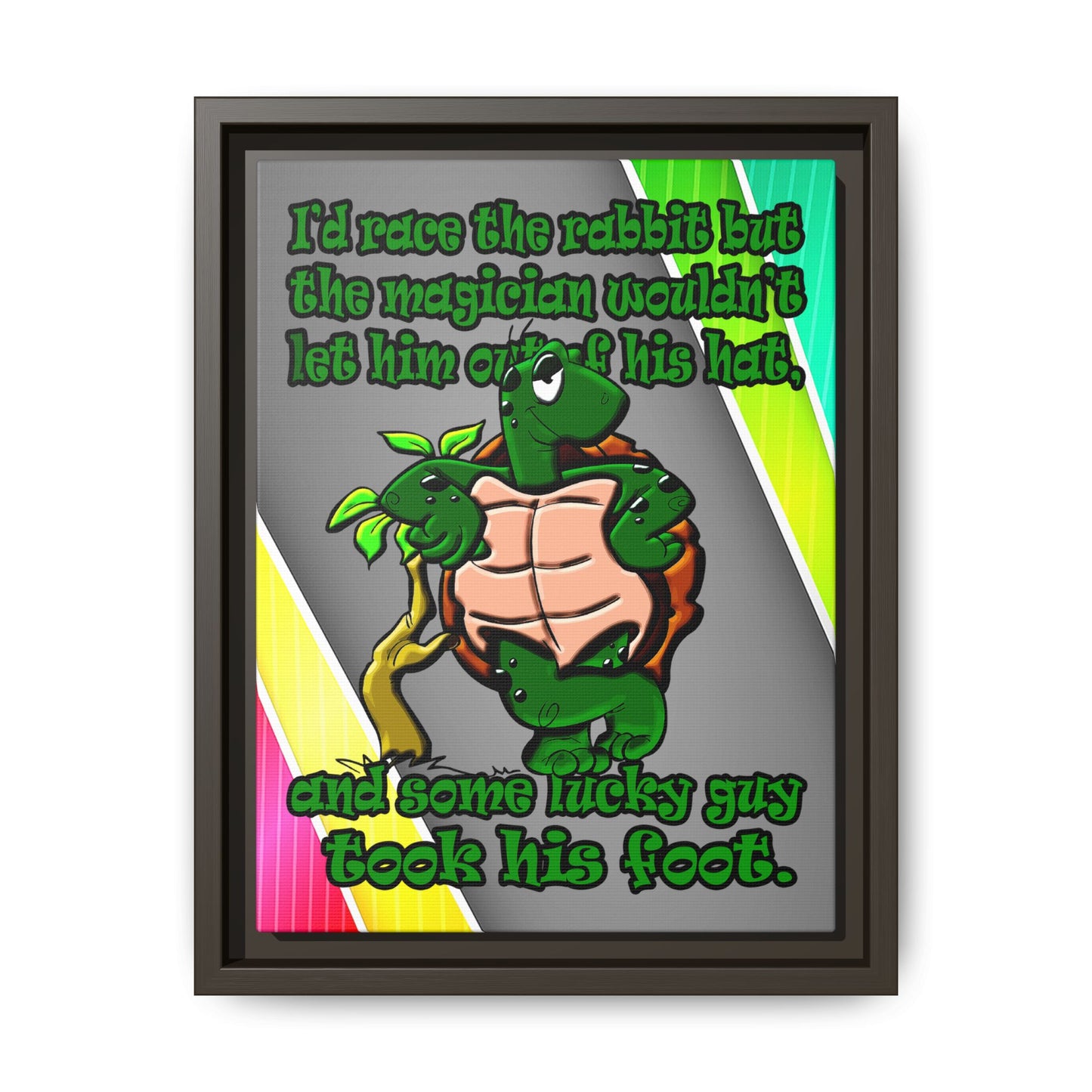 turtle race - framed canvas art (rainbow split)
