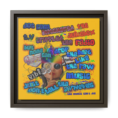 drop the beat - framed canvas art (yellow)