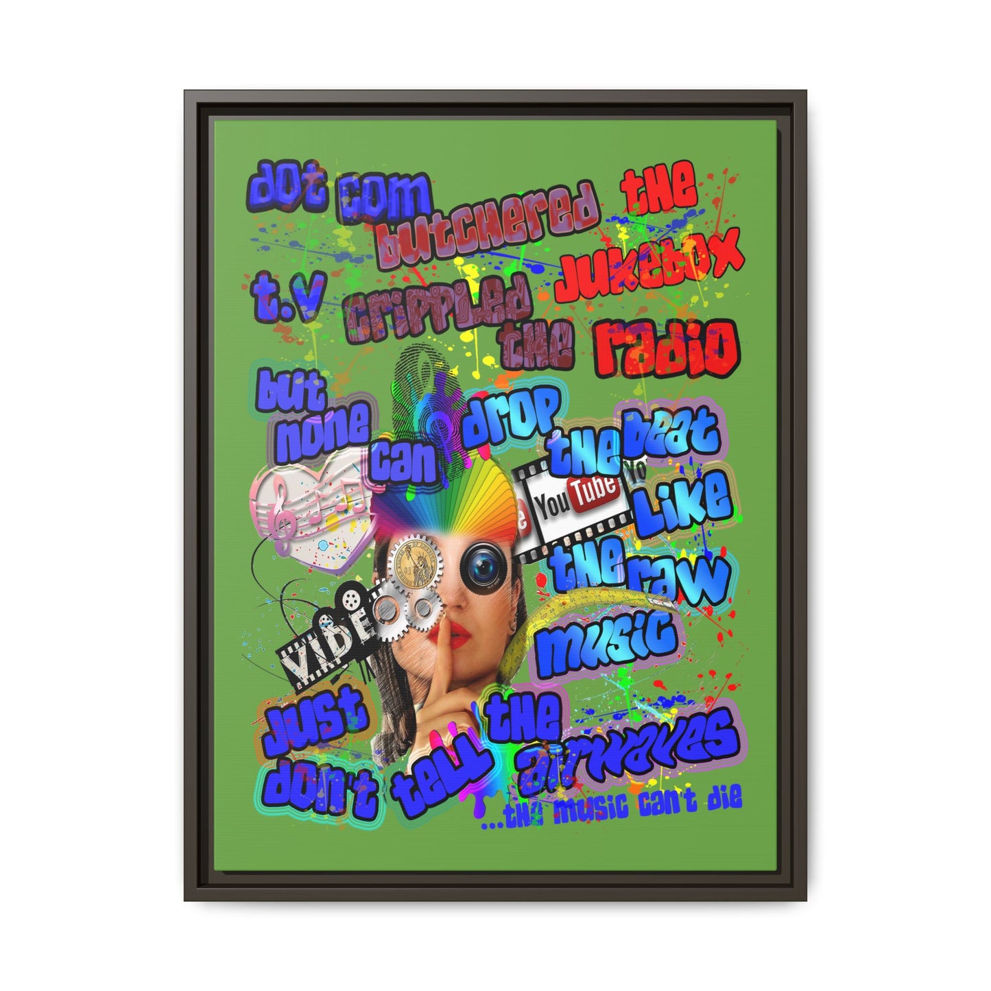 drop the beat - framed canvas art (green)