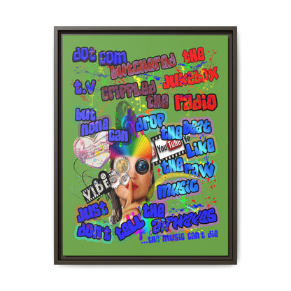 drop the beat - framed canvas art (green)