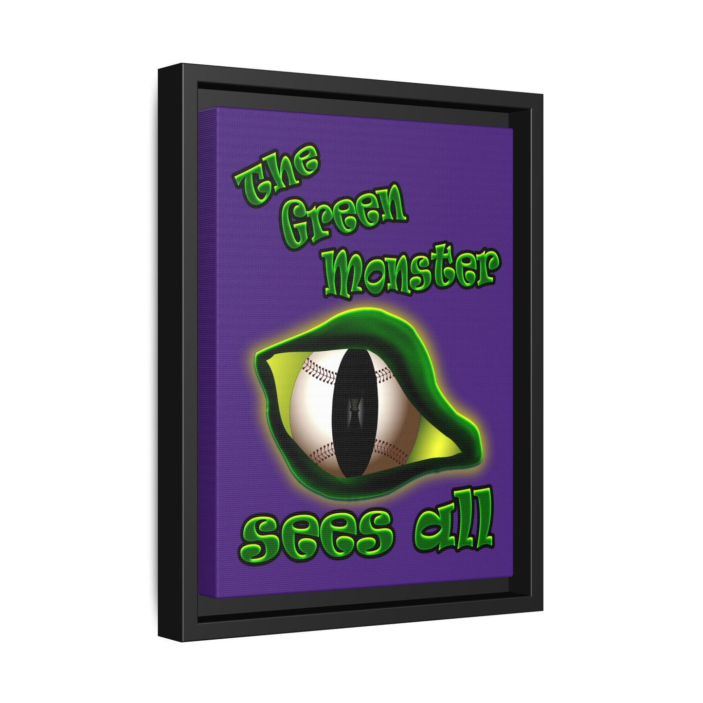 green monster - framed canvas art (purple)