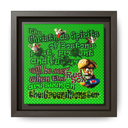 christmas spirits of boston - framed canvas art (logo green)