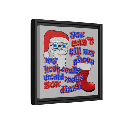 santa's shoes - framed canvas art (light grey)