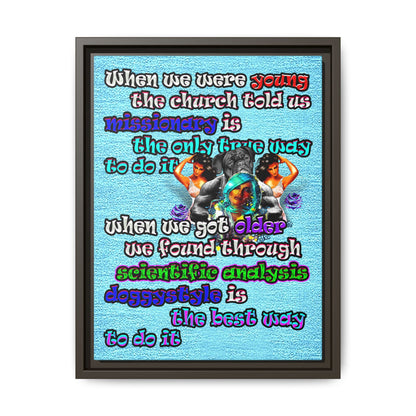 doggystyle - framed canvas art (faded blue)
