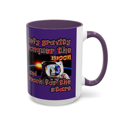 defy conquer reach - Accent Mug (purple)