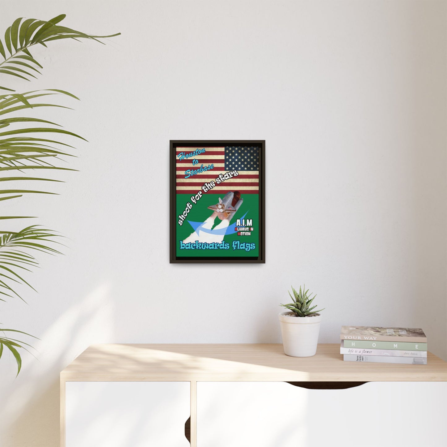 shoot for the stars - framed canvas art (dark green)