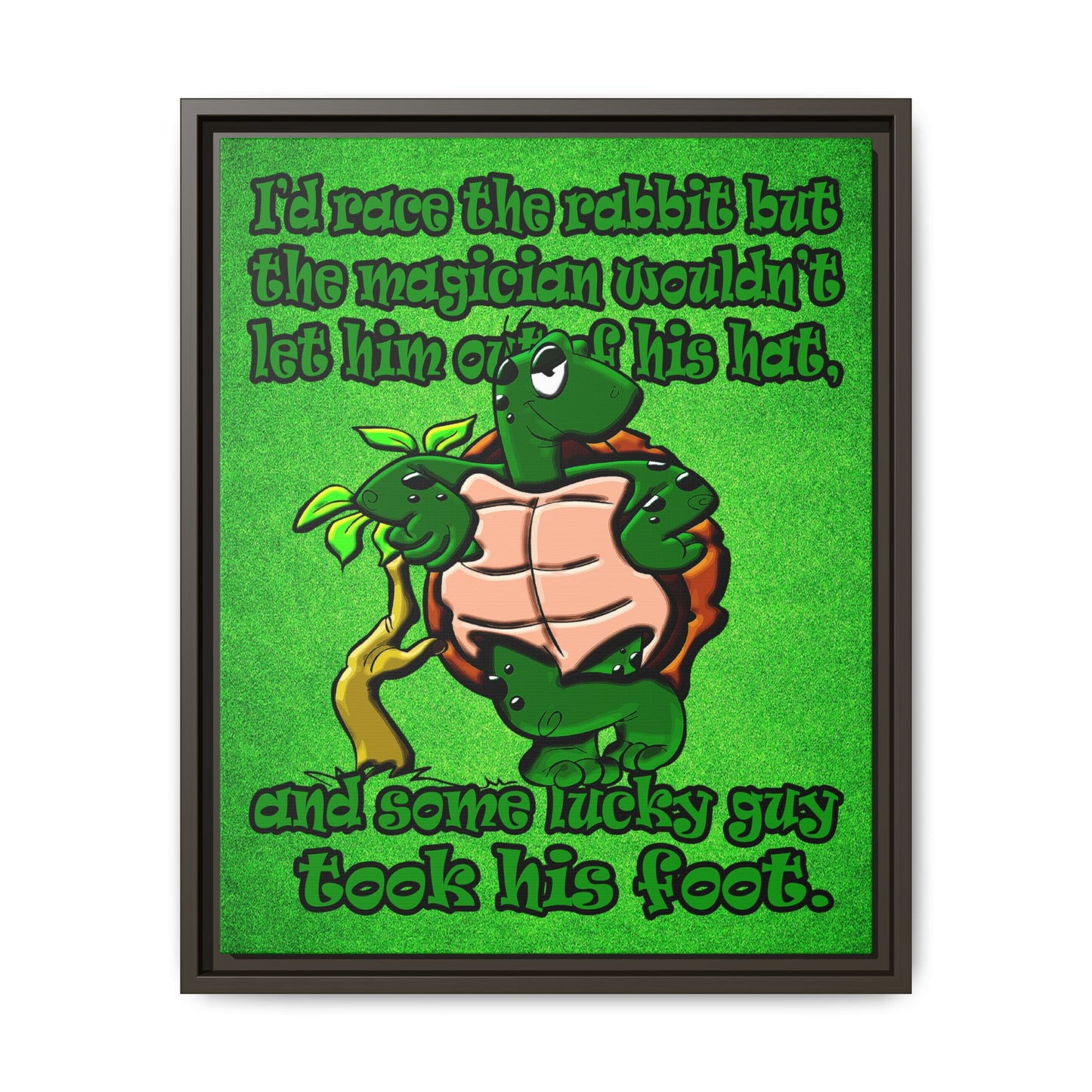 turtle race - framed canvas art (green turf)