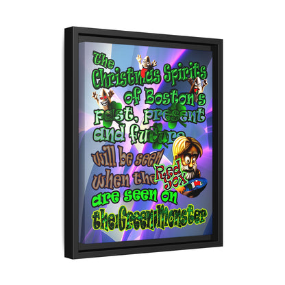 christmas spirits of boston - framed canvas art (grey-pink wave)