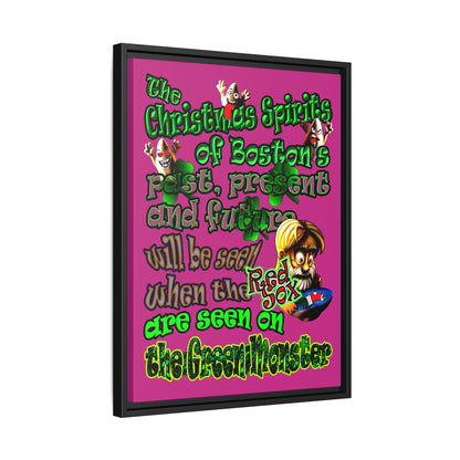 christmas spirits of boston - framed canvas art (pink)