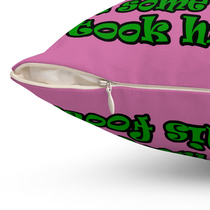 turtle race - Spun Polyester Square Pillow - (light pink)