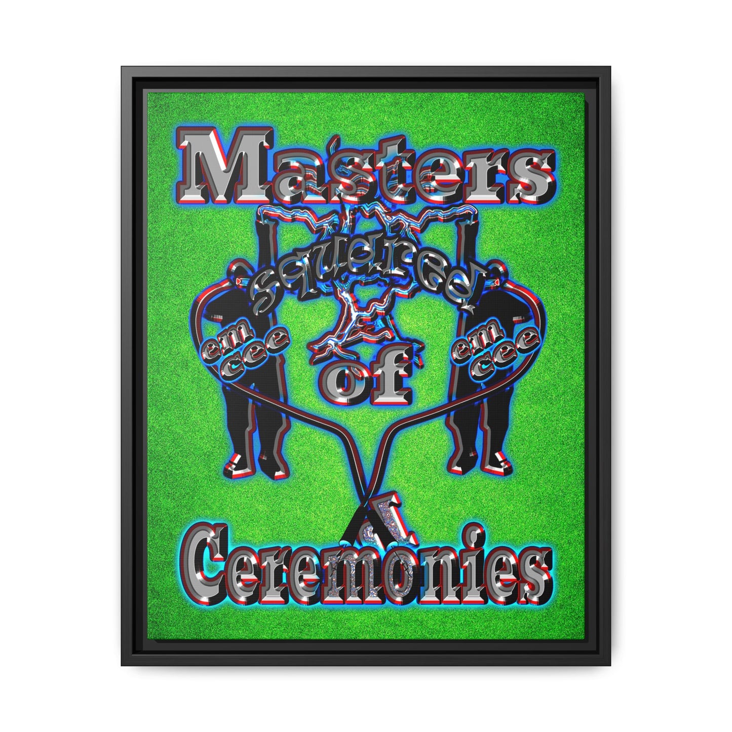 em cee squared - framed canvas art (green turf)